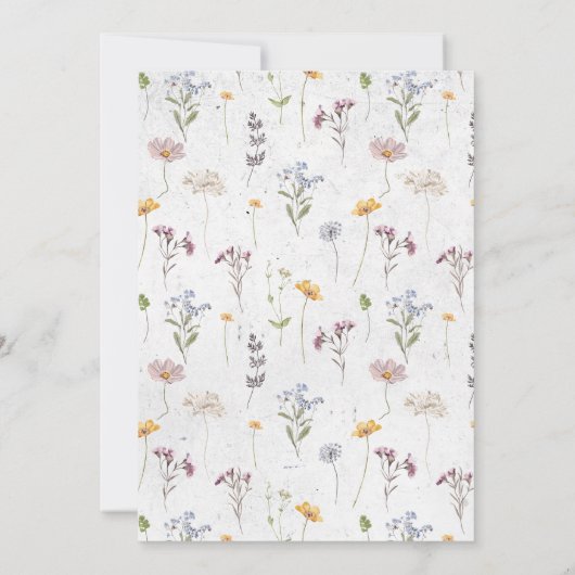 Lentebloemenweide Tuin Vintage Bruiloft Kaart (Achterkant)