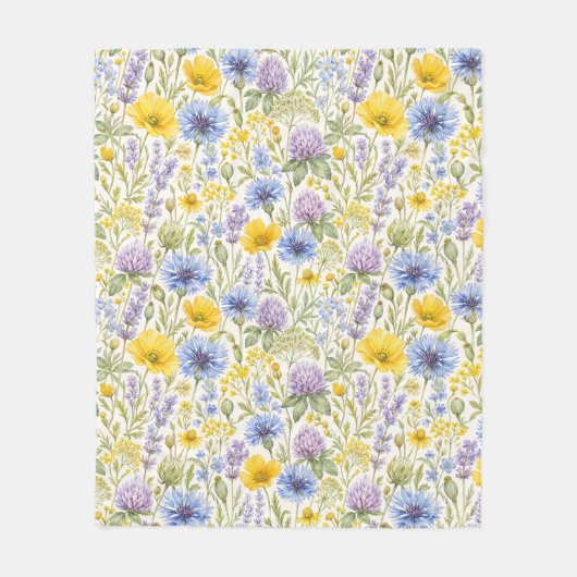 Lentebloemenweidepatroon Fleece Deken (Voorkant)