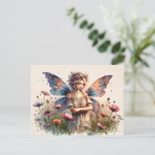  lentebloemfee, Boho decoupage, Briefkaart (Staand voorkant)