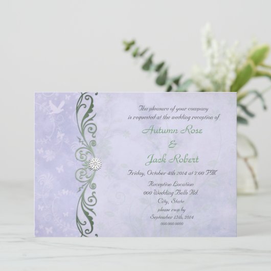 Lentebloemige trouwreceptie in het blauwgroen kaart (Staand voorkant)