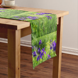 Lentebloempatroon Paarse Irissen Tafel Runner Korte Tafelloper