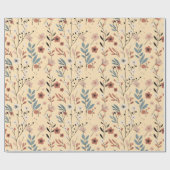 Lentebloempatroon rode klaprozen bloemen en blader cadeaupapier (Vlak)