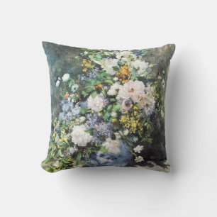 Lentebloemstuk door Pierre Renoir, Vintage Bloemen Kussen