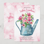 Lentebloemstuk in Gietkan Luncheon Uitnodiging (Voorkant / Achterkant)