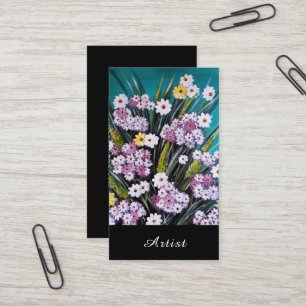 Lentebloemstuk Schilderij van Alfred Fox Visitekaartje