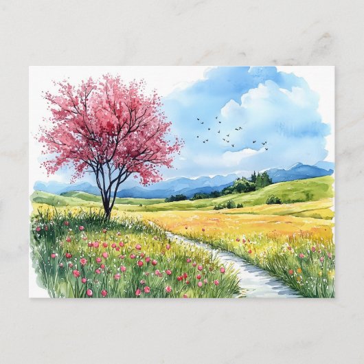 Lentebloesem Aquarel Kaart (Voorkant)