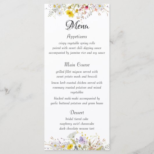 Lentebloesem Bruiloftsmenu Menu (Voorkant)