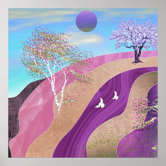 Lentebloesem Landschap Poster (Voorkant)