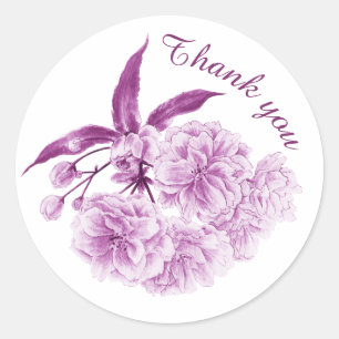 Lentebloesem paars getinte bloem dank je ronde sticker