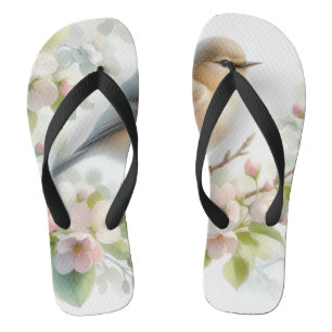 Lentebloesem van de Vogelkers in waterverf Teenslippers