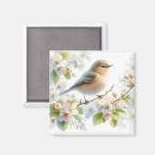 Lentebloesem van de Vogelkers Waterverf Magneet (Voorkant / Achterkant)