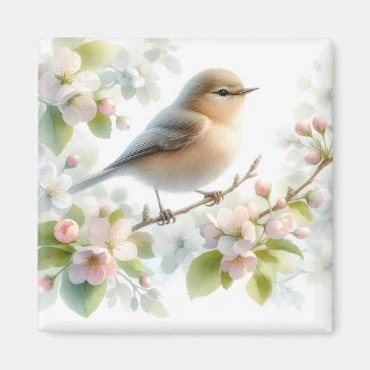 Lentebloesem van de Vogelkers Waterverf Magneet (Voorkant)