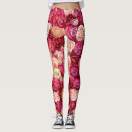 Lentebloesem vol witte en roze pioenrozen leggings