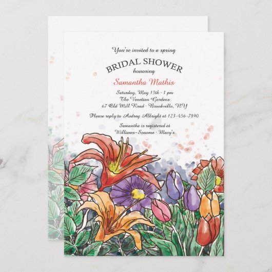 Lenteboeket Uitnodiging (Voorkant / Achterkant)