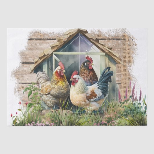 Lenteboerderij Haan Aquarel Tissuepapier (Voorkant)