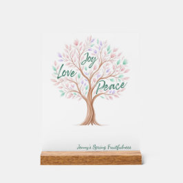 Lenteboom met Schriftuur – Gepersonaliseerde Pasen Acryl Bord