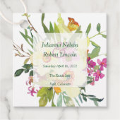 Lentebos bruidsboeket met narcissen bedankjes labels (Voorkant)