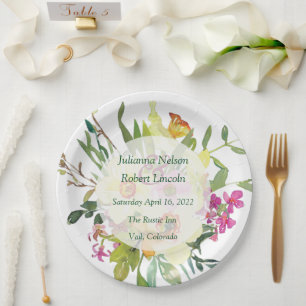 Lentebosbouquet bruiloft narcis papieren bordje