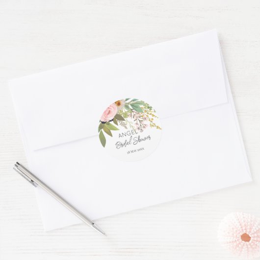 Lentebruidsboeket Bruidsuitnodiging Ronde Sticker (Envelop)