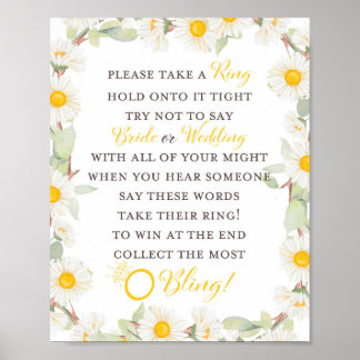 Lentebruidssluiting met madeliefjes thema bord poster