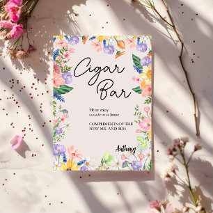 Lentebruiloftsigarenkaart met wilde bloemen kaart