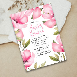 Lentebrunch Paasroze Bloemen Feest Kaart