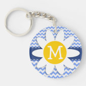 lentedagen; Blue Chevron Pattern Sleutelhanger (Voorkant)