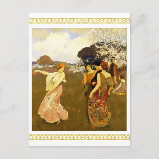 lentedans, Arthur F. Mathews Briefkaart (Voorkant)