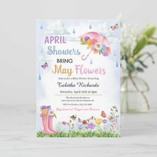 Lentedoeje Brengen Bloemen in Mei Baby Borrel Kaart (Staand voorkant)