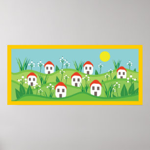 Lentedorp, rode dakhuizen op maat Poster