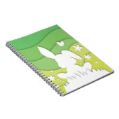 Lentegandschap, roosterkonijn op gras notitieboek (Rechterzijde)
