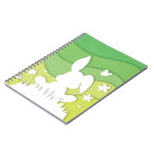 Lentegandschap, roosterkonijn op gras notitieboek (Linkerzijde)