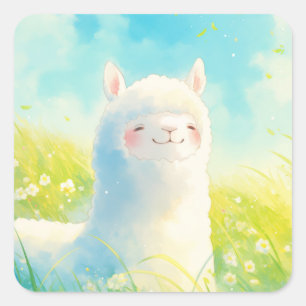 Lentegefluister met een Alpaca Vierkante Sticker