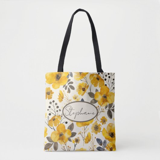 Lentegele bloem tote bag (Voorkant)
