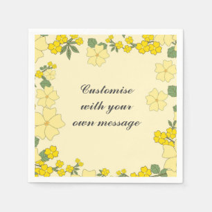 Lentegele bloemen met aangepaste tekst servet