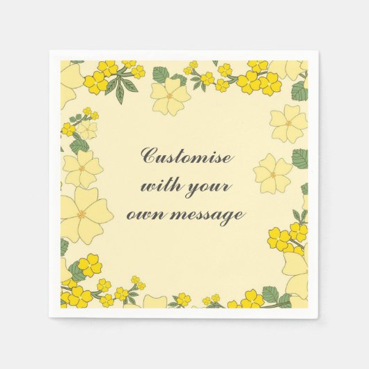 Lentegele bloemen met aangepaste tekst servet (Voorkant)