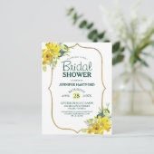 Lentegele bloemige bruiloftsdouche briefkaart (Staand voorkant)