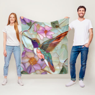 Lenteglas-in-lood-kolibrie-deken Fleece Deken