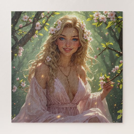 Lentegodin Blond Roze Witte Appelbloesem Legpuzzel (Verticaal)