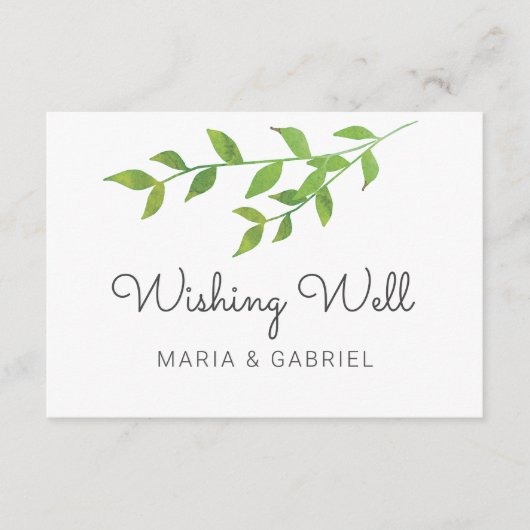 Lentegroen blad. Stijlvolle bruiloft die goed wens Informatiekaartje (Voorkant)