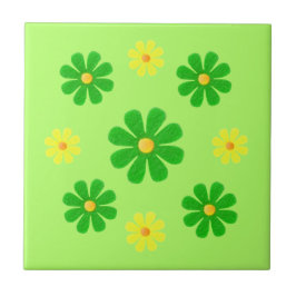 Lentegroen en gele bloemen voor keuken tegeltje