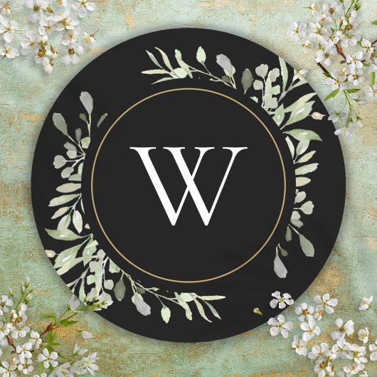 Lentegroen Monogram Eerste Letter Ronde Sticker