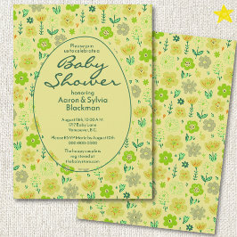 Lentegroene bloem Doodle tekeningen Baby Shower Kaart