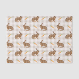 Lentehaas en wortelen Beige Gingham Pasen Tissuepapier