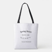 Lentehuis ets. Datum jaar aangepaste coördinaten t Tote Bag (Achterkant)