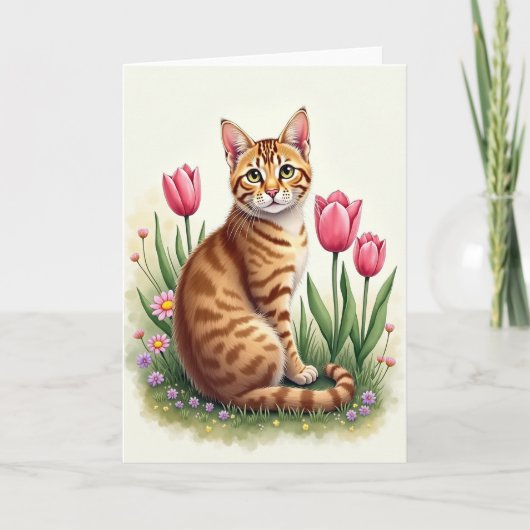 Lentekaart met gemberkat kaart (Voorkant)