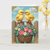 Lentekenniskort met mandje kaart (Gele Bloem)