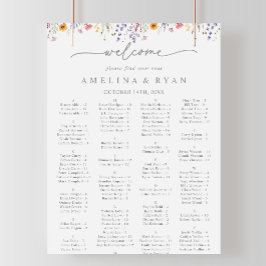 Lentekleur Bloemen Alfabetische Zitplaatskaart Poster