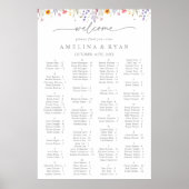 Lentekleur Bloemen Alfabetische Zitplaatskaart Poster (Voorkant)