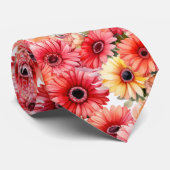 Lentekleur Gerbera-madeliefjes Stropdas (Opgerold)